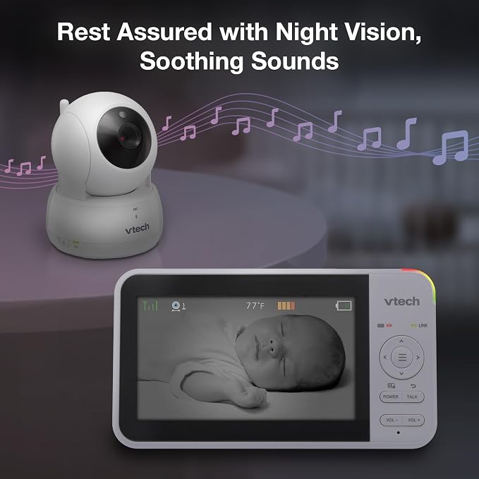 VTech Baby Monitor No WiFi, 2 Cameras & Remote Pan-Tilt-Zoom for Twins & Two Rooms – Hack-Proof, 17Hr Battery, 1000ft Range, Auto Night Vision, Temperature Sensor | VM924-2