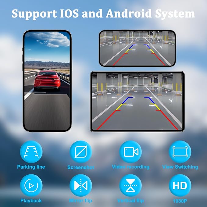 HA7 Magnetic Solar Wireless Backup Camera Rechargeable Battery IP69 Waterproof 1080P Night Vision Rear/Front View WiFi Camera No Wiring for Boat Trailer/RV/Truck/Camper for iPhone Android