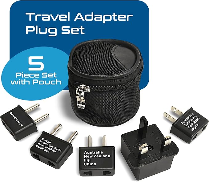 Ceptics International Worldwide Travel Plug Adapter 5 Piece Set, Great for Cell Phones, Battery Chargers, Laptops to Work in Most Countries