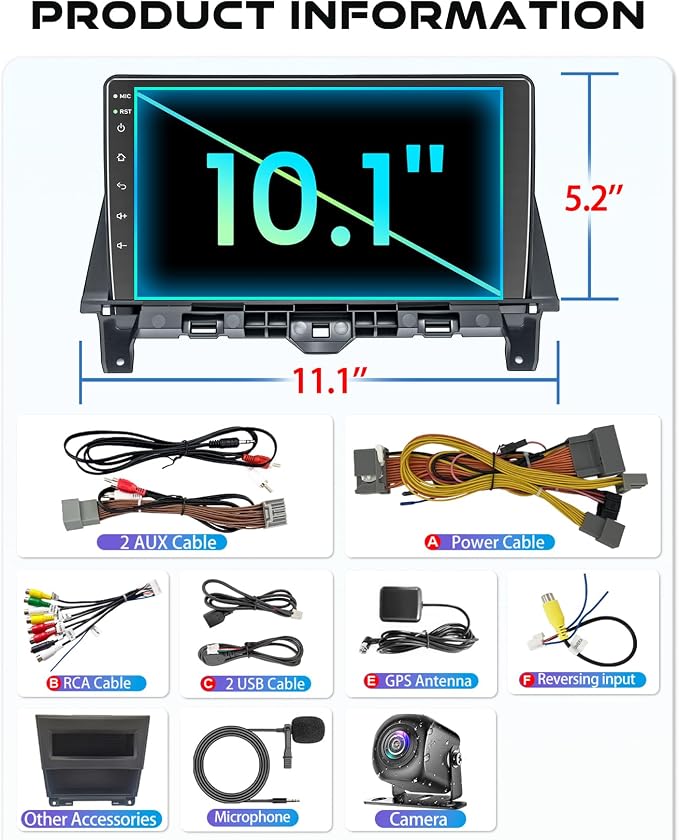 [8-core+64GB] Car Radio for Honda Accord 2008 2009 2010 2011 2012, 10.2' QLEDTouch Screen Support Wireless CarPlay & Android Auto, Bluetooth 5.2, GPS & WiFi, Backup Camera Car Stereo, Android 15