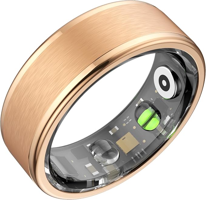 Smart Ring for Women Men,Fitness Ring with 24/7 Activity Tracking,Stress,Sleep Monitoring,No APP Subscription Fees,Compatible with iOS & Android, HarmonyOS Rose Gold, 12#