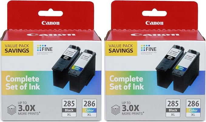 Canon PG-285 XL/CL-286 XL Genuine Ink Value Pack (2 Cartridges),Compatible with TR7820,TS7720/7722,(Pack of 2)