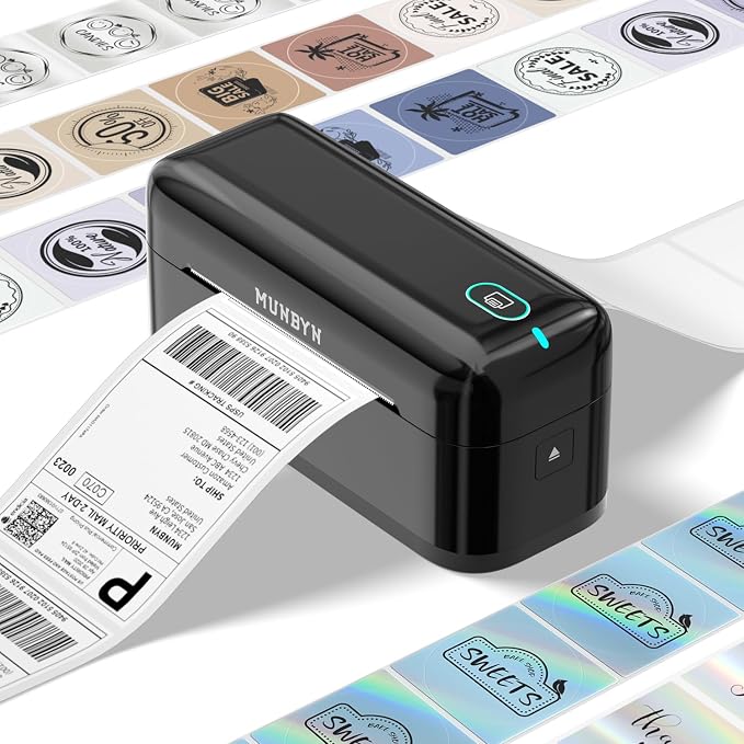 MUNBYN Bluetooth Thermal Label Printer RealWriter RW402B, 4x6 Shipping Label Printer for Small Business, Compatible with Android, iPhone and Windows, Mac, Chromebook