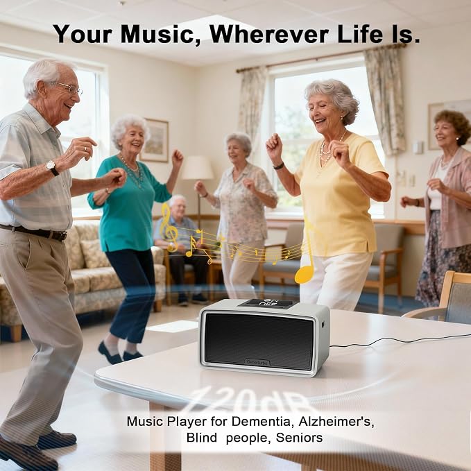 Large Button Simple Music Player for Seniors, Easy MP3 Player for Elderly, Dementia, Blind,Alzheimer's & Visually Impaired, Music Box with 32GB TF Card, One-Touch Play (Gray)
