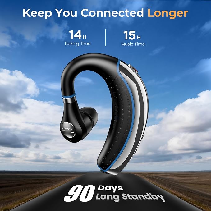 Bluetooth Headset, Bluetooth Earpiece with Noise Canceling Microphone, 0.53oz Ultralight V5.3 Wireless Headset with Charging Case Mute Button 56H Playtime Multi point for Work Cell Phone Driver Office