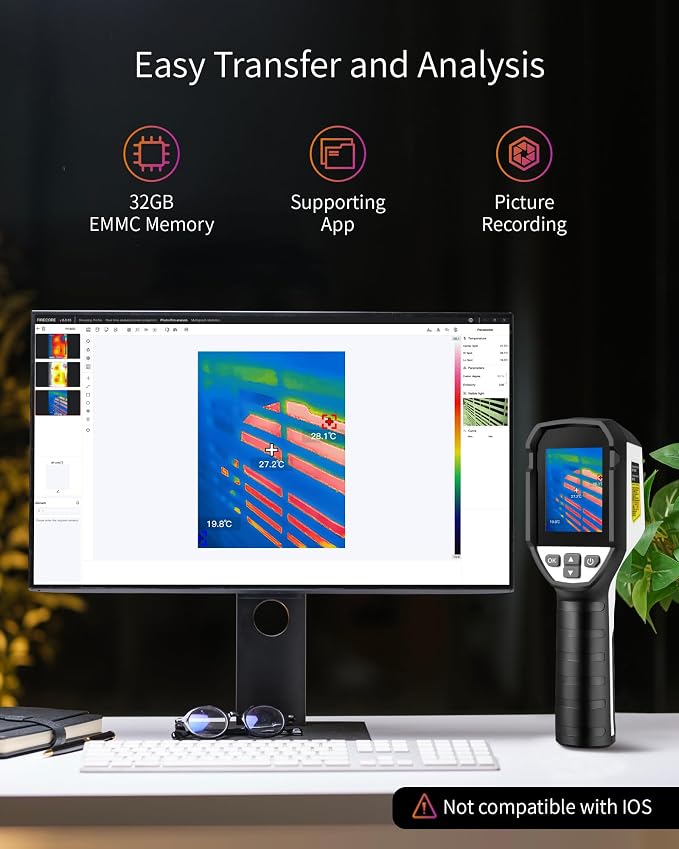 Firecore FI160S Thermal Imaging Camera, 320x240 Super Resolution Infrared Imager, 32GB,-4°F~1022°F, 25Hz Handheld Infrared Camera with Laser for HVAC Electrical Home Inspection Plumbing Leak Detection