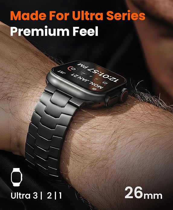 Titanium Watch Band AGIS01- Fits Apple Watch ULTRA 3/2/1 (49mm) - Adjustable Titanium Apple Watch Band with DLC Coating, Lightweight & Durable Strap for Men - Premium Color Matching Band