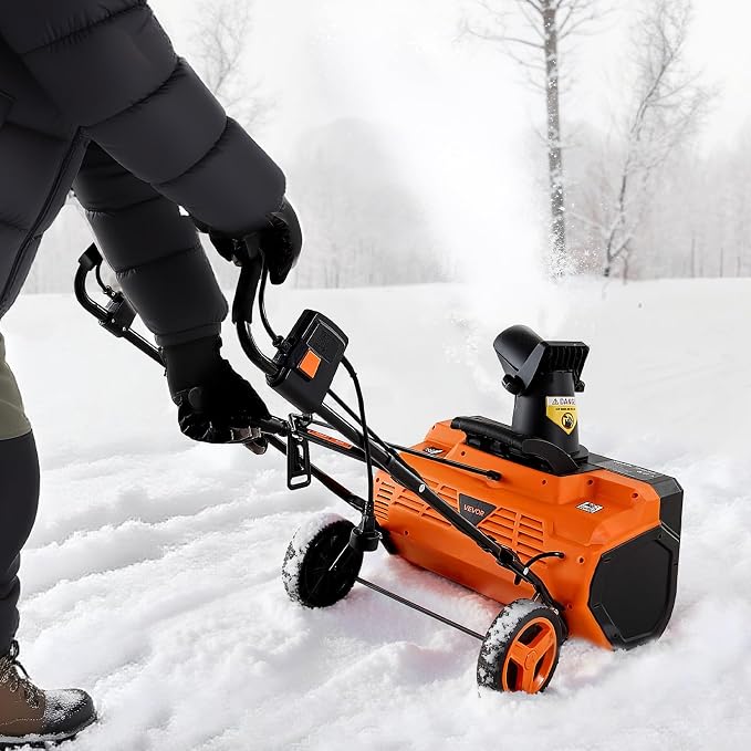 VEVOR Corded Electric Snow Blower, 23-inch 15A Snow Thrower with Dual LED Headlights & 180° Rotating Chute, 25FT Throwing Distance, 12" Depth Clearing, Walk-Behind Snowblower for Driveway Sidewalk