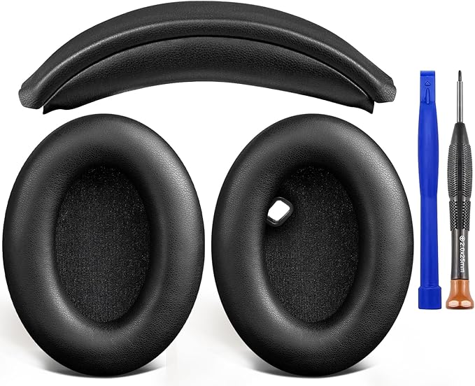SOULWIT Replacement Kit for Sony WH-1000XM4 Headphones, Ear Pads Cushions + Headband Repair Part - Black