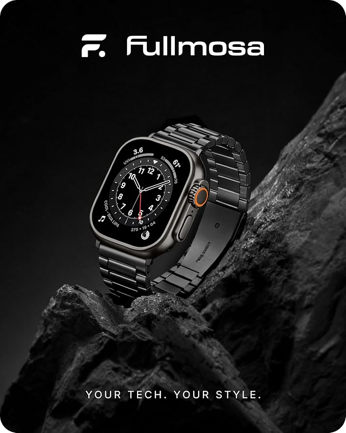 Fullmosa Metal Band Compatible with Apple Watch Bands Ultra3 2 1 49mm, Stainless Steel Strap iWatch Band with Case for Apple Watch, Black