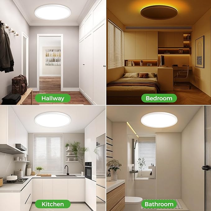 zemty 12 Inch LED Ceiling Light with Night Light 1800K, 3000K/4000K/6500K Dimmable Light Fixtures with Remote Control,24W 2400lm Flush Mount Ceiling Lamp for Bedroom LivingRoom Bathroom Kitchen-White