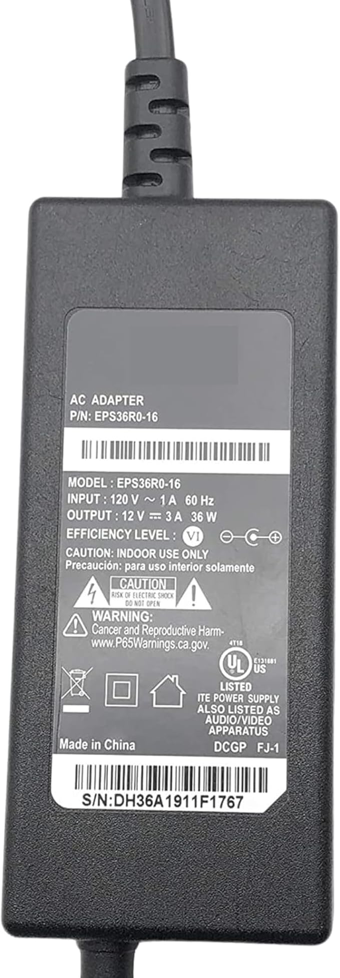 Buck AT&T EPS36R0-16 / EPS36R0-40 AC Replacement Power Adapter for Arris Gateway Modem BGW210-700, Genuine Charger for Modems, Routers, and Other Devices - 12V-3A 36W Output