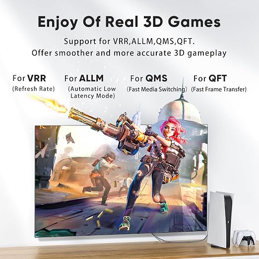 ARISKEEN 8K HDMI Cable 10 FT, 48Gbps High Speed HDMI 2.1 Cable, 8K 60Hz, 4K 120Hz 144Hz Braided HDMI Cord - 10 Feet