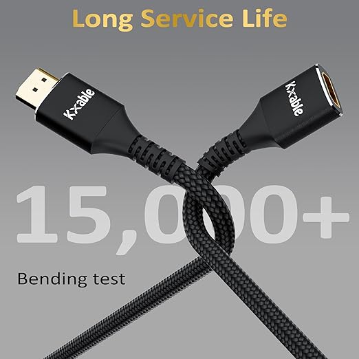 Kxable 8K HDMI Extension Cable 10 FT, HDMI 2.1 Ultra High Speed Male to Female Cord Adapter, OFC Conductor, Compatible with Roku TV Stick PS5 PS4 Xbox Laptop PC Player Google Chromecast Wii U HDTV