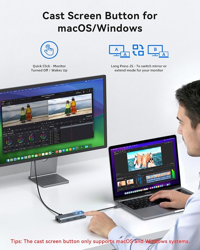 USB C Hub for MacBook Pro/Air,Mac Dongle with 3 USB Port,USB C to HDMI, USB C to RJ45 Ethernet,MOKiN 8 in 1 USB C to HDMI Adapter,100W PD Charging, USB C to SD/TF Card Reader USB C Hub