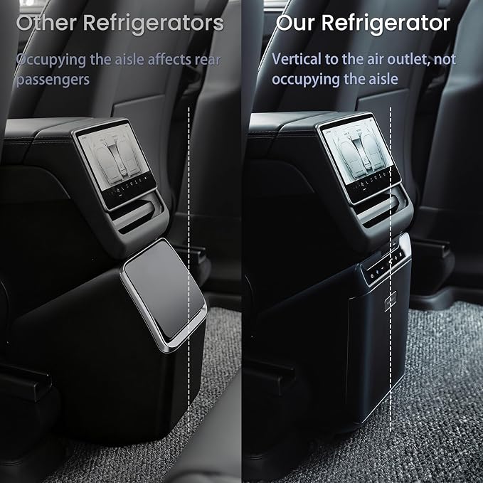Car Refrigerator for Tesla Model Y Juniper, Rear Center Console Fridge for Model Y 2026~2025, Cooler & Warmer, Portable Freezer for Camping Commuting Sports & Traveling