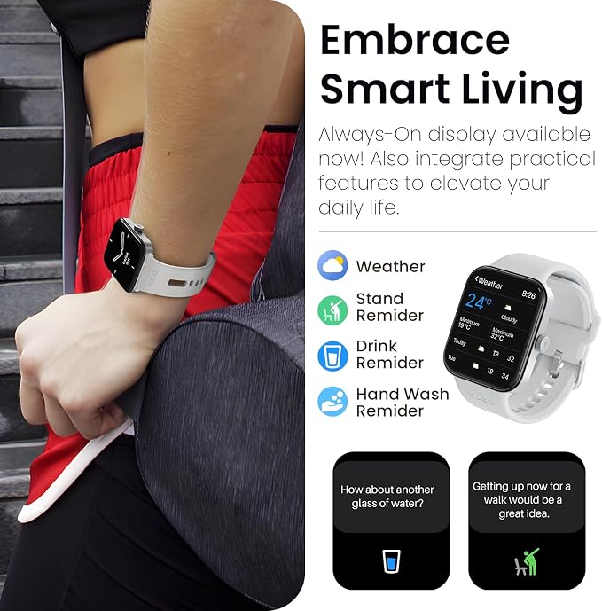 TOZO AMOLED S4 AcuFit One Smart Watch 1.78" Ultra-Clear Screen for Men Women, Call/Answer Fitness Tracker, Sleep Monitor IP68 Waterproof for iOS 11.0+ Android 9.0+ Silver