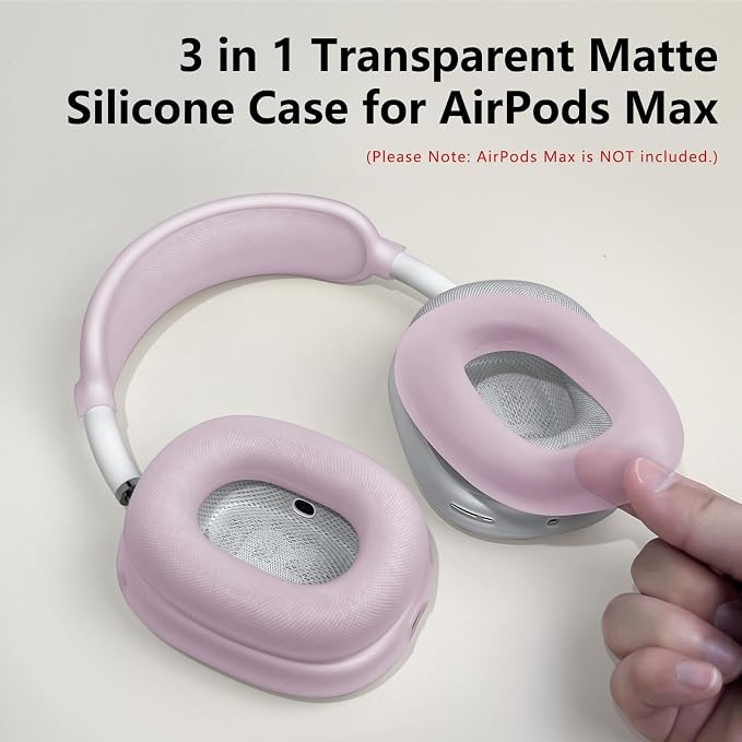 Silicone Case Cover for AirPods Max Headphones,Ear Pad Case Cover/Ear Cups Cover/Headband Cover for AirPods Max 2/1 (2026/2024/2020) (USB-C/Lightning), Accessories for Apple AirPods Max 2, Foggy Pink