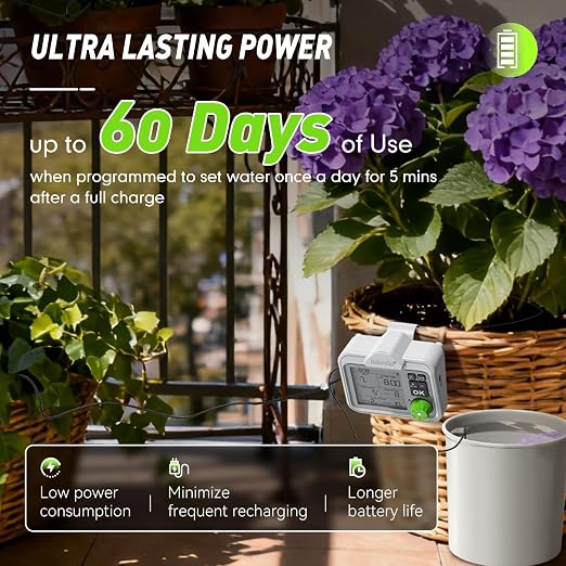 RAINPOINT Large Display Automatic Plant Waterer Indoor for Pot Plant Cycle & Soak Mode with WiFi Soil Moisture Meter Kit