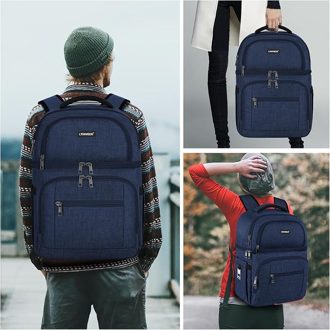 Cooler Backpack,Insulated Backpack Cooler Leakproof Double Deck Cooler Bag for Men Women RFID Lunch Backpack