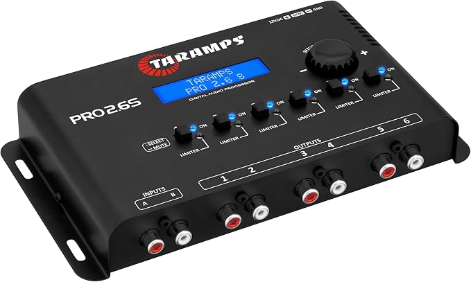 Taramp's Pro 2.6S Digital Signal Processor Equalizer 3-band Graphic Equalization 6 Channels 18K Ohms(RCA) Output Impedance 47 Ohms Limiter Adjustable Car Audio System