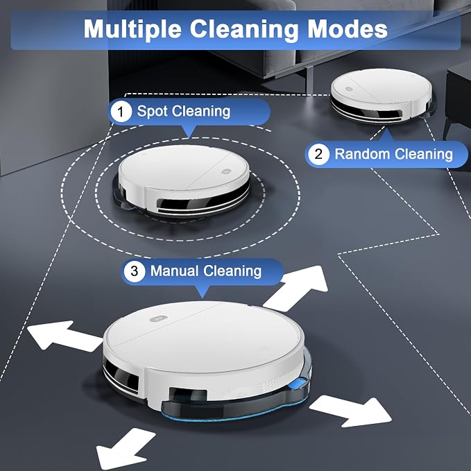 Robot Vacuum and Mop Combo,5500Pa Strong Suction,Anti-Tangle Brushless Inlet 2 in 1 Super Thin Robotic Vacuum with App/Remote/Voice Control, Self-Charging,for Pet Hair, Hard Floor, Low-Pile Carpet-W