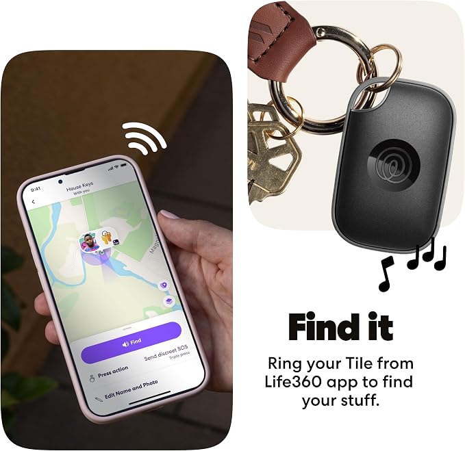 Tile by Life360 Pro - Powerful Bluetooth Tracker, Key Finder and Item Locator for Keys Bags, and More. Both iOS and Android Compatible. Phone Finder. 4-Pack (Black/White)