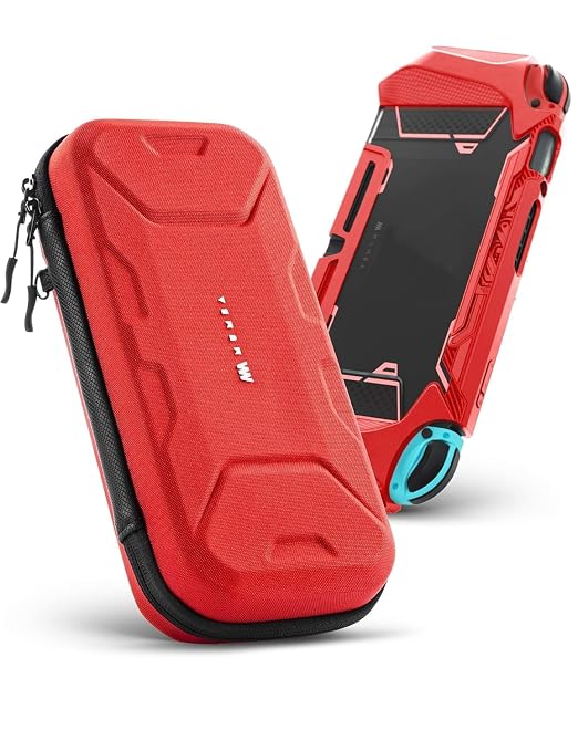 Mumba Carrying Case for Nintendo Switch OLED & Nintendo Switch 2017, [Plus Version] Portable Protective Travel Carry handbag Pouch for Blade/Battle Case [Large Capacity] (Red)