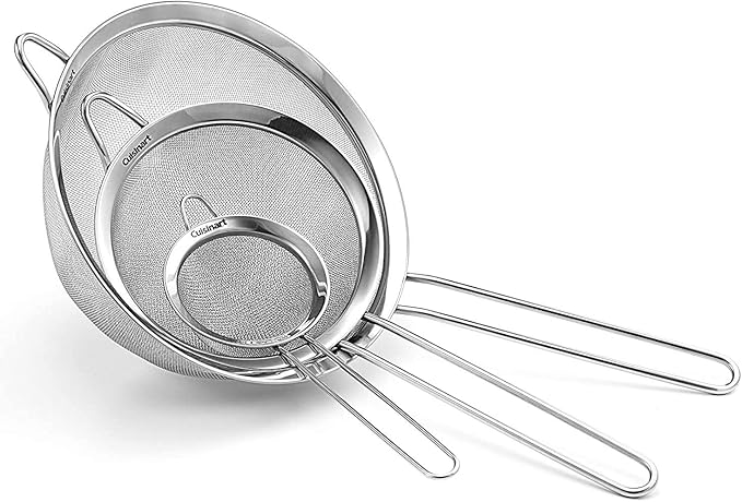 Cuisinart CCO-55 Deluxe, Chrome Electric Can Opener, Silver & Mesh Strainers, 3 Pack Set, CTG-00-3MS Silver