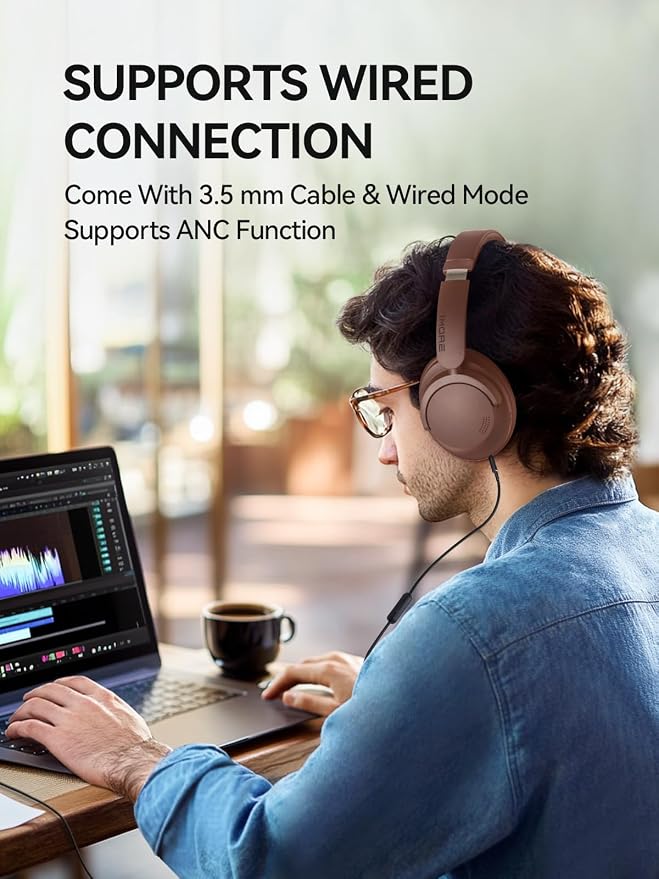 1MORE SonoFlow-Pro Noise Cancelling Headphones - HQ51 Over Ear Bluetooth Headphones with LDAC for Hi-Res Wireless Audio,100H Playtime, Bluetooth 5.4, QuietMax ANC, Comfortable Fit (Mocha Brown)