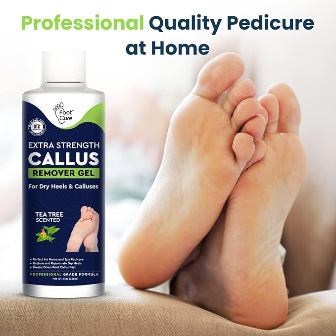 Callus Remover for Feet with Extra Strength Gel & Foot Pumice Stone Set - Easy Way to Remove Hard Calluses & Dead Skin Build-Up - Professional At-Home Foot Care for Men & Women - Made in the USA