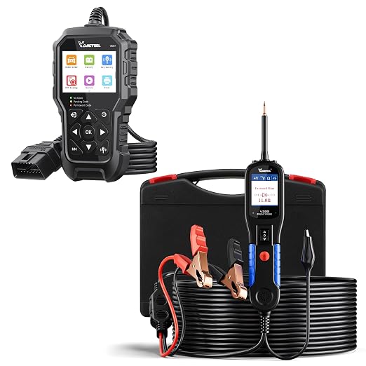 VDIAGTOOL V200 Automotive Circuit Tester, 12V 24V Car Power Circuit Probe Kit with VD31 Car Code Reader, OBD2 Scanner with Car Key Battery Tester