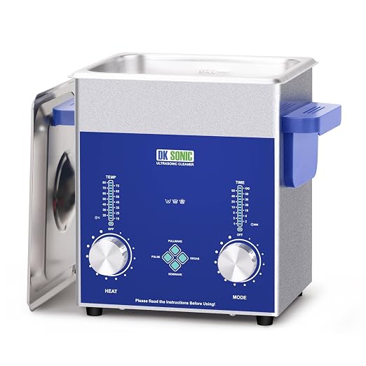 DK SONIC 2L 60W Dual-Frequency Ultrasonic Cleaner, Professional Jewelry Cleaner with Encoded Control, 4 Cleaning Modes (Degas/Pulse), Heating & Timer for Glasses, Watches, Coins