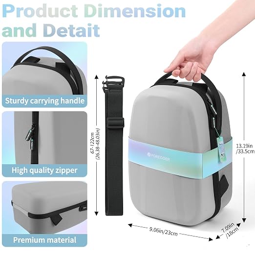 FOREGOER Carrying Case for Meta Quest 3/Oculus Quest 2, Hard Travel Storage Case Compatible with Meta Oculus Quest 2 Headset, Quest Pro and Accessories (Grey)