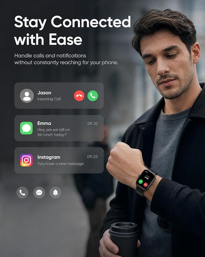 Smart Watch for Men Women, 1.85" HD Touch Screen Smartwatch with Bluetooth Answer/Make Calls, Fitness Tracker Compatible with iPhone Samsung Android iOS Black