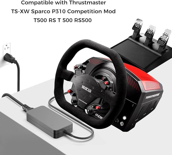 24V Adapter 4-Pin Compatible with Thrustmaster T500-RS TS-XW Sparco P310 Competition Mod T500 RS T 500 RS500 Driving Racing Gaming Steering Wheel T500RS T 500RS 4169056 Power Supply