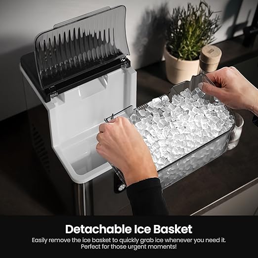 Kismile Nugget Ice Makers Countertop,Portable Ice Machine with Crushed Ice, 35lbs/Day,Self-Cleaning,One-Click Operation for Home Use(Black)