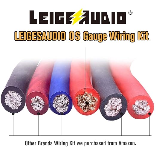 0 Gauge Amp Wiring Kit Complete 0 AWG Amplifier Installation Wiring Kit - Car Subwoofer Wiring Kit Helps You Make Connections and Brings Power to Your Radio, Subwoofer and Speakers