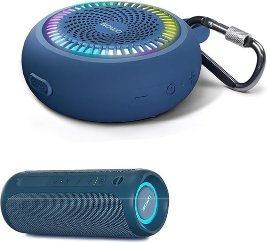 Portable Bluetooth Speaker, IPX7 Waterproof Wireless Bluetooth Speaker, Bassboom Technology, 25W Loud Stereo Sound, LED Light with TWS Pairing, 16H Playtime for Home and Outdoor