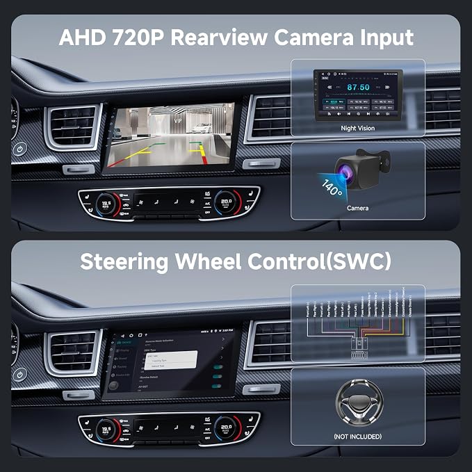 Haudio 9 inch Double Din Car Stereo Radio Support Apple Carplay and Android Auto,Car Radio with Rear Camera,HD Touch Screen,Support Voice Assistant,G0ogle,AUX,FM/AM,GPS,Mirror Link(4+64G)
