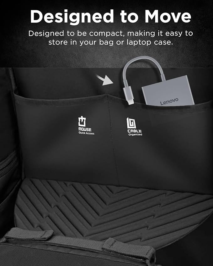 Lenovo USB-C 4 in 1 Travel Hub Block with Integrated Cable, 1x HDMI 4K @ 60Hz, 2X USB-A 3.2, 1x 3.5mm Combo, Luna Grey – Portable, Compact, High-Speed Connectivity Laptops PC Gaming Console Charging