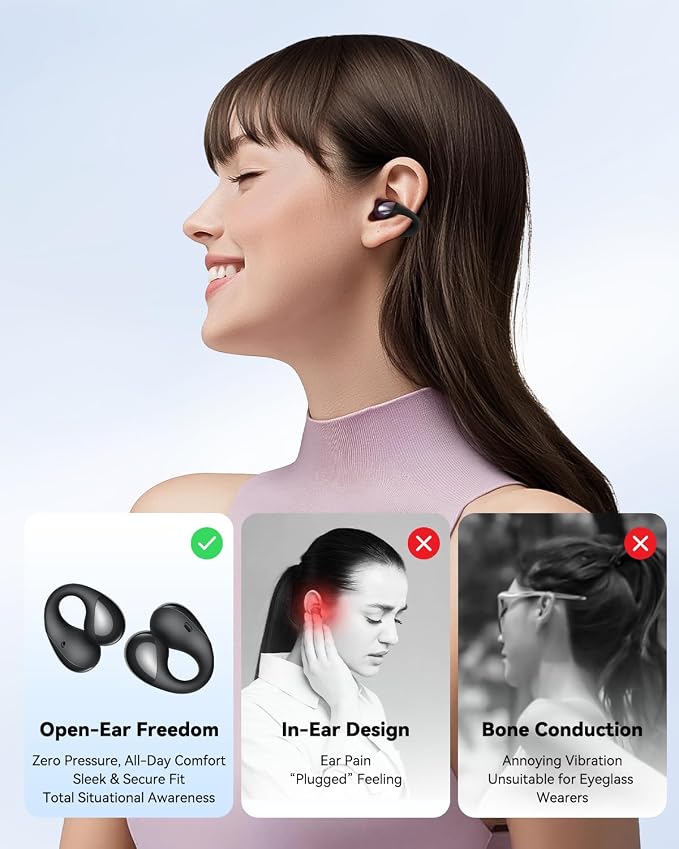 SoundPEATS PearlClip Pro Open Ear Clip-on Earbuds, Comfortable Secure Fit for Sports, Workouts | LDAC & Hi-Res Audio with Spatial Sound, 12mm Drivers, 24H Play, Fast Charge, IPX5, Bluetooth 6.0
