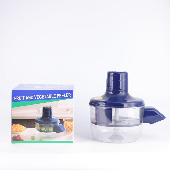 Automatic Electric Vegetable & Fruit Peeler – Rechargeable 2‑in‑1 Multifunctional Peeling Machine with Cleaning Brush for Garlic, Grapes, Apples, Potatoes & Small Produce (Blue)