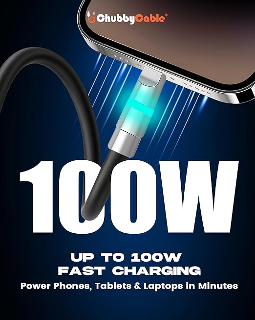 chubbycable Neon Chubby - Fast Charge Cable with Smart Light RGB Color Gradual Light Up 100W Charging Cord LED USB C Cable Compatible with iPhone 17-15 Series, Pink, USB-A to Type-C, 3.3 FT