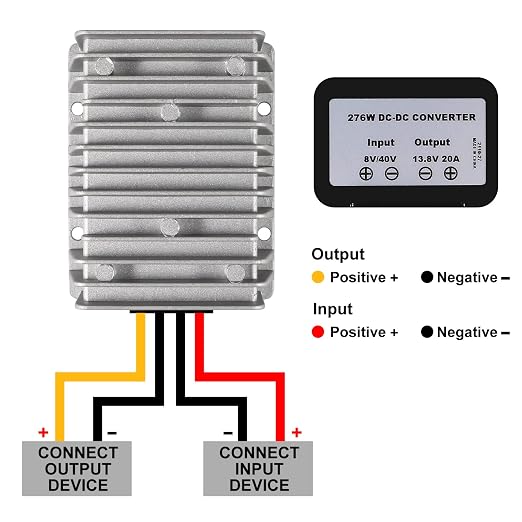 DC Voltage Reducer Converter DC 8V/40V to 13.8V 20A Automatic Step Down Up Voltage Regulator Power Converter Waterproof Module Transformer for Golf Cart Club Car