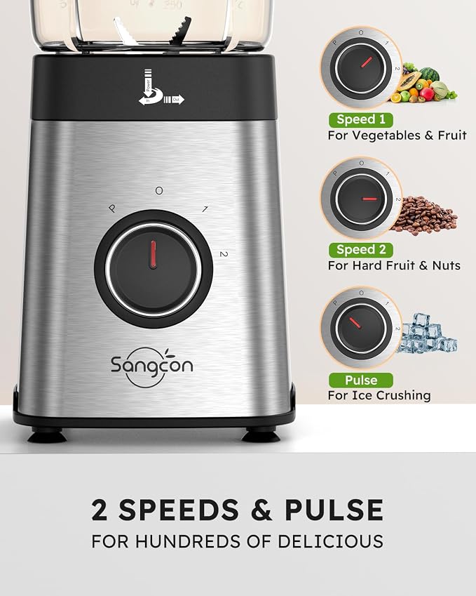 Sangcon Blenders for Kitchen - Smoothie Blender - Personal Blender for Shakes and Smoothies, Grinding & more, 40 oz Jar & 17oz Cup with To-Go Lid