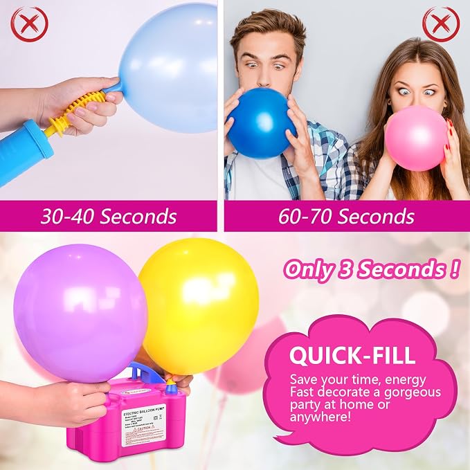 IDAODAN Electric Balloon Pump, Portable Electric Balloon Blower Machine Inflator Air Pump for Party Decorations