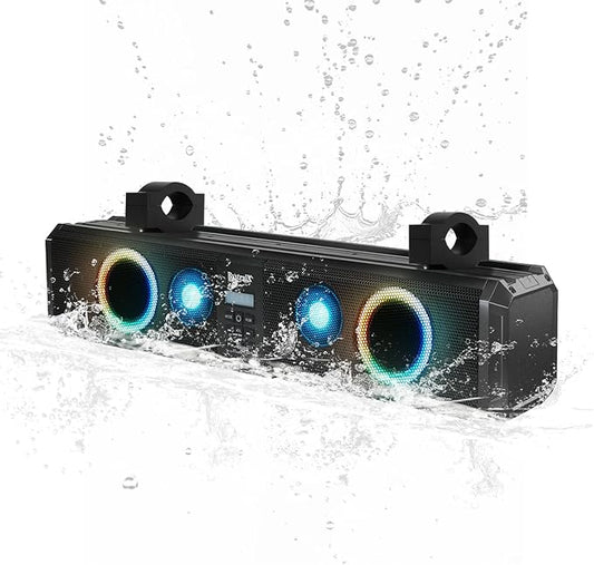 26'' UTV Sound Bar, IP66 Waterproof SXS Sound Bar, RGB UTV Speakers, 3 EQ Modes(Bass/Off-Road/Standard), Digital Processing ATV Speakers Compatible with Polaris RZR Can-Am Fits 1-2'' Roll Bar