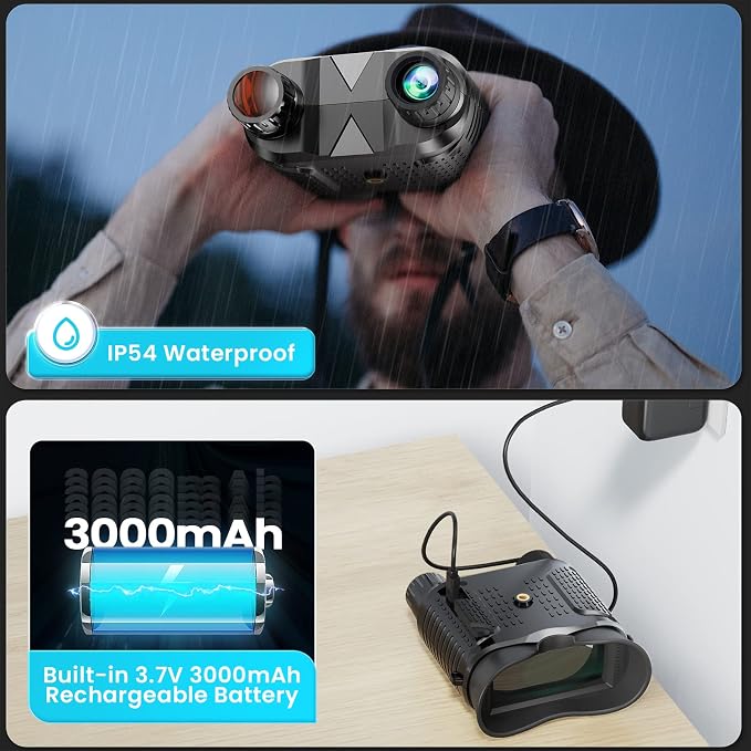 Head-Mounted Night Vision Goggles - Hands Free Rechargeable 1312FT Digital Infrared Night Vision Binoculars for Adults,8xDigital Zoom,Compatible with Fast MICH Helmet