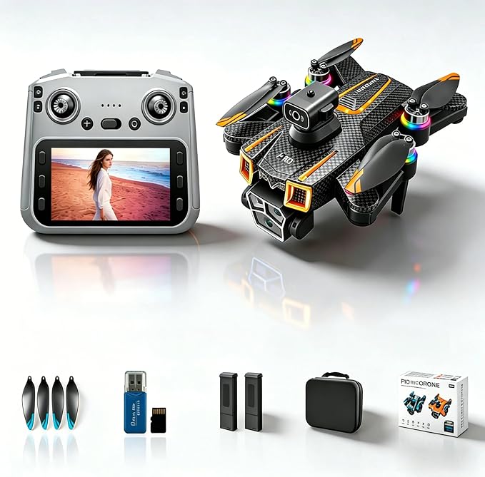 Drone with camera for kids & dynamic racing LED lights, 5.6" Built-In FPV Screen, Dual Batteries, Perfect Holiday & Birthday Gift, Indoor & Outdoor Quadcopter Toy